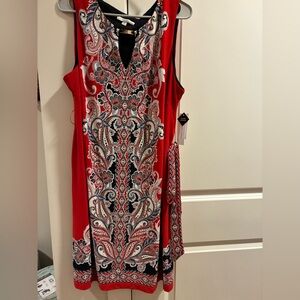 Sandra Darren Vibrant Red Paisley Dress